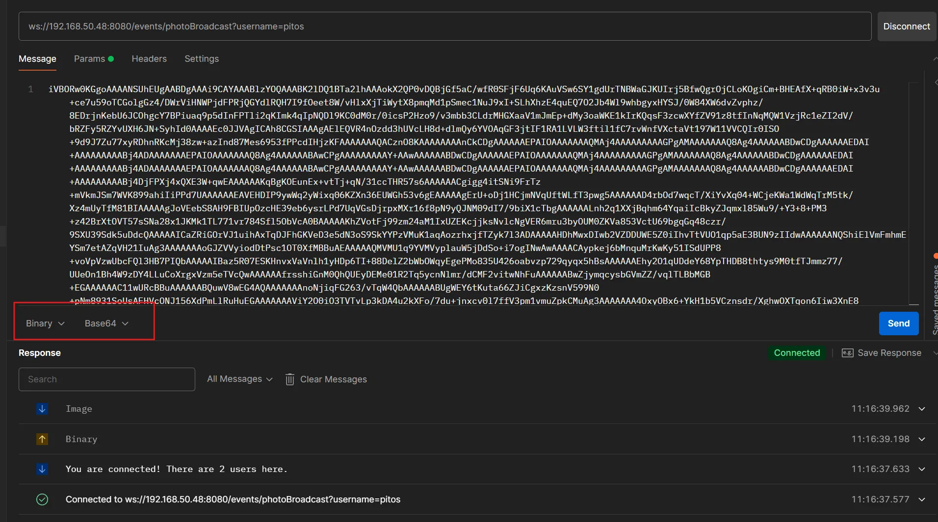 Sending an image as binary Base64 over WebSockets