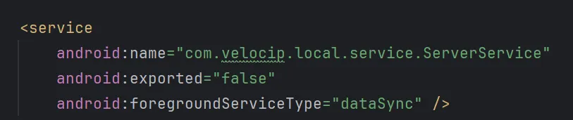 Foreground service with dataSync type declared in the manifest