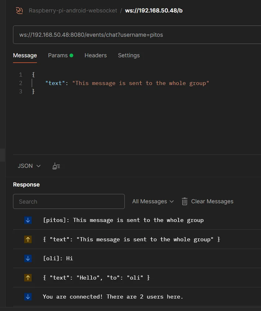 Broadcasting a WebSocket message to a group chat
